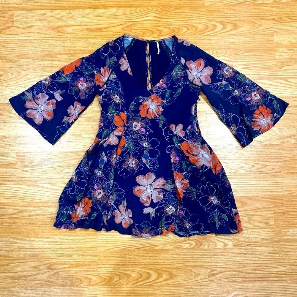 Free People “All Eyes on You” Boho Floating Floral Mini Dress - Picture 4 of 13